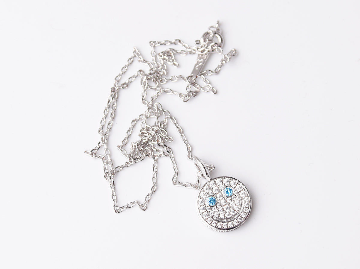 eyefunny smiling face thunder pendant necklace chain diamond jbalvin kim jones clot virgil offwhite