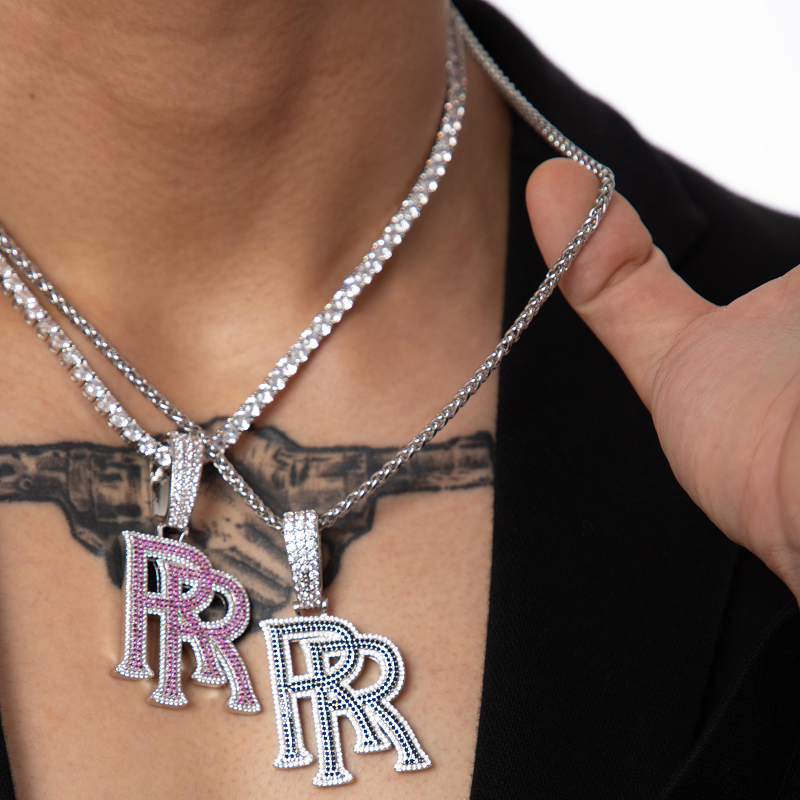 Double RR RoddyRicch diamond pendant &amp; necklace with free matching chain included shopgld ifandco