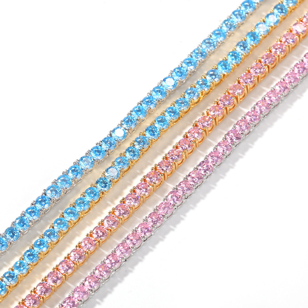 4MM Solitaire Pink Simulated Diamonds Tennis Chain ifandco kylie jenner cardi b shopgld 