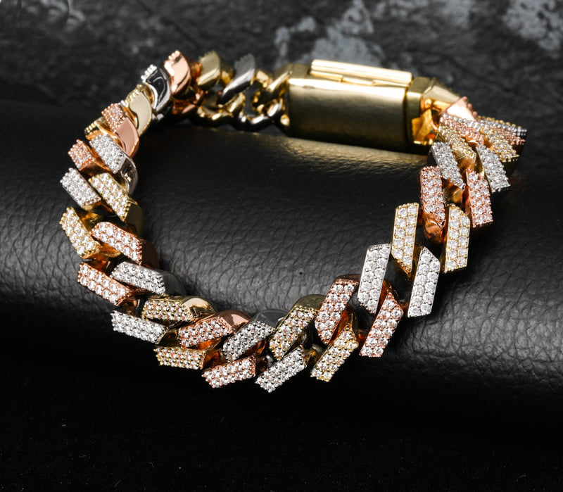 curb cuban link 14mm necklace bracelet chain fully iced custom clasp diamond ifandco