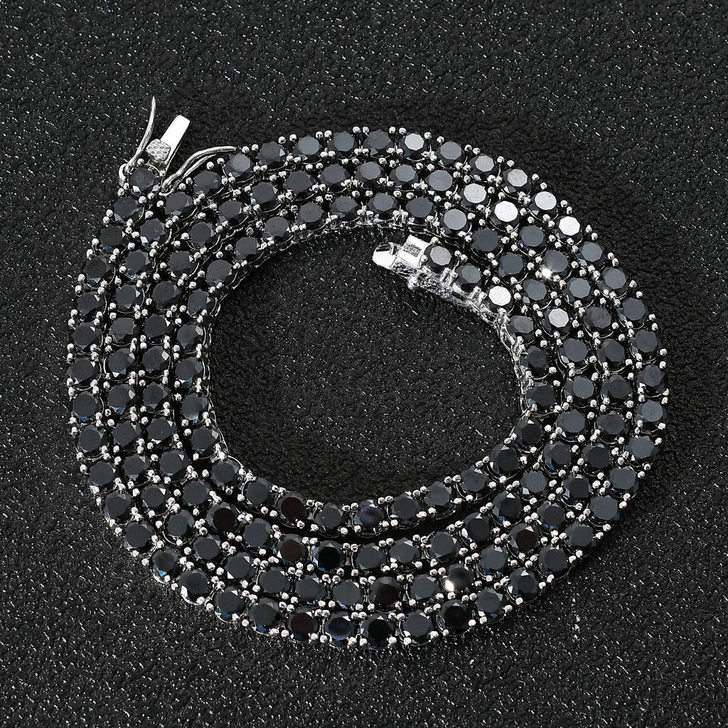 Solitaire Onyx 1 Row Tennis Link Chain Hip Hop Jewelry 4mm diamond tennis link necklace rapper