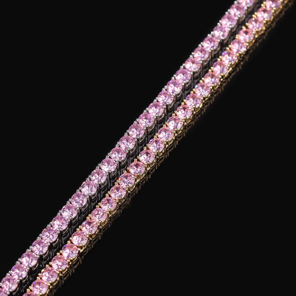 4MM Solitaire Pink Simulated Diamonds Tennis Chain ifandco kylie jenner cardi b shopgld 