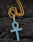 blue topaz Ankh pendant necklace chain diamond tyler the creator asap rocky playboi carti ben baller