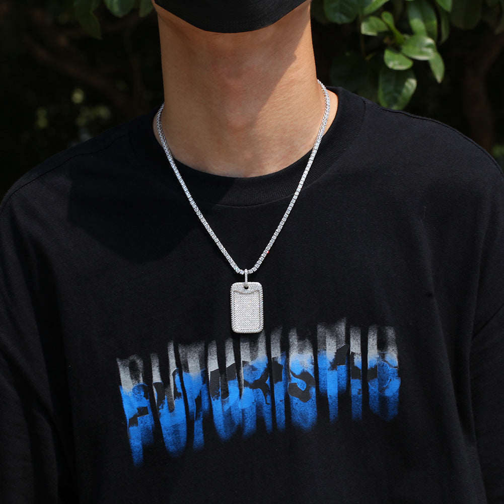 Fully iced Army dog tag in white gold diamonds 