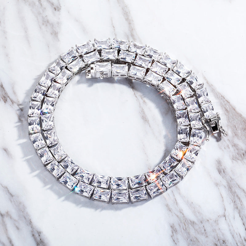 rectangle radiant cut diamond tennis link bracelet chain diamond white gold travis rapper hip hop jewelery jewelers celebrity