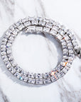 retangle radiant cut diamond tennis link necklace chain diamond white gold travis rapper hip hop jewelery jewelers celebrity