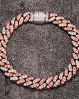 8mm cuban links necklace chain in white and pink diamonds