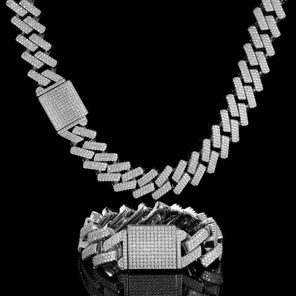 20mm curb cuban link three row highest quality gold diamond vvs ifandco icebox on lil uzi vert playvboi carti