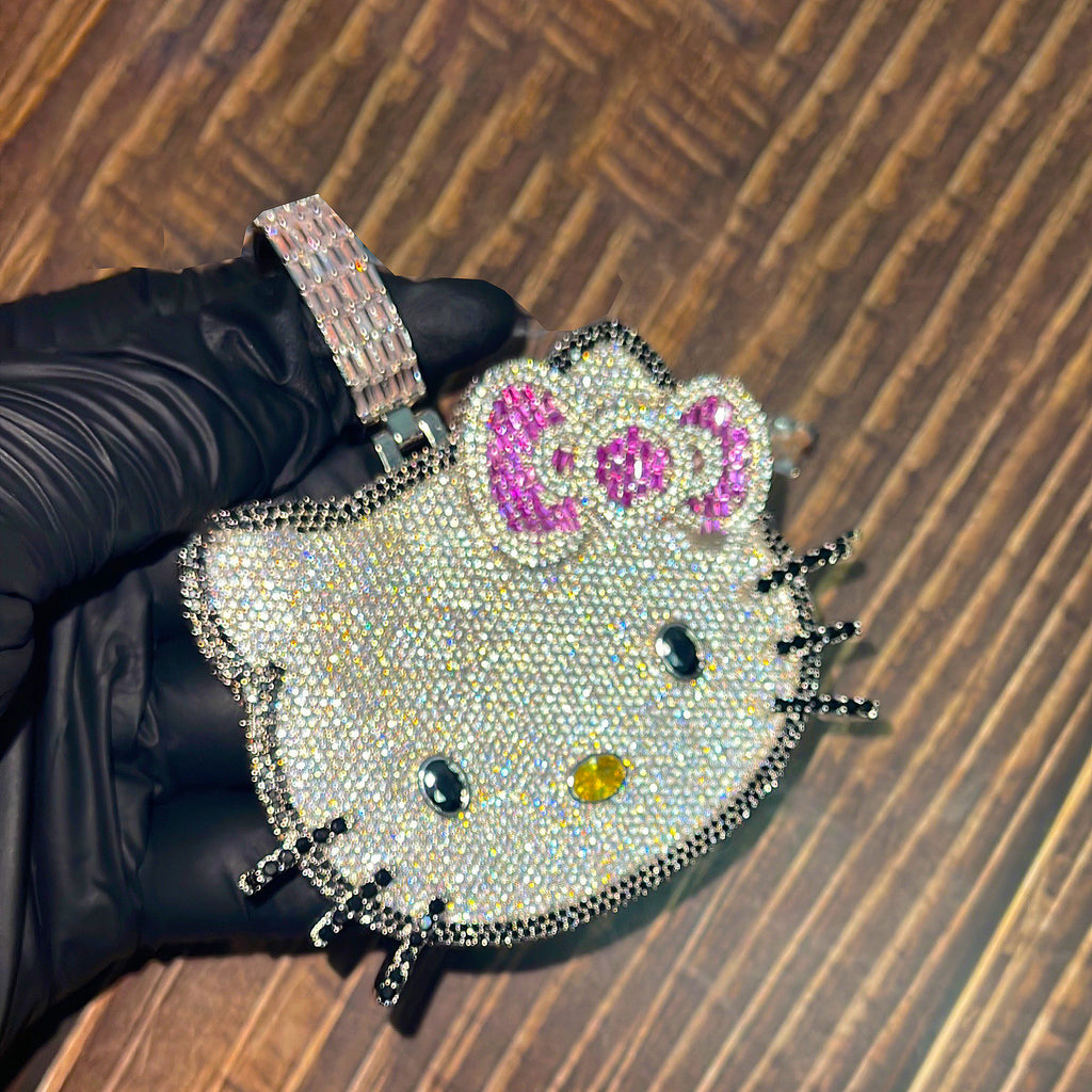 ifnandco custom hello kitty diamond pendant necklace chain iced out ben baller