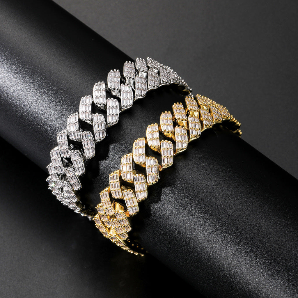 17mm fully iced baguette diamond cuban link necklace chain White Gold yellow gold asap rocky playboi carti lil uzi vert hip hop jewelry custom made
