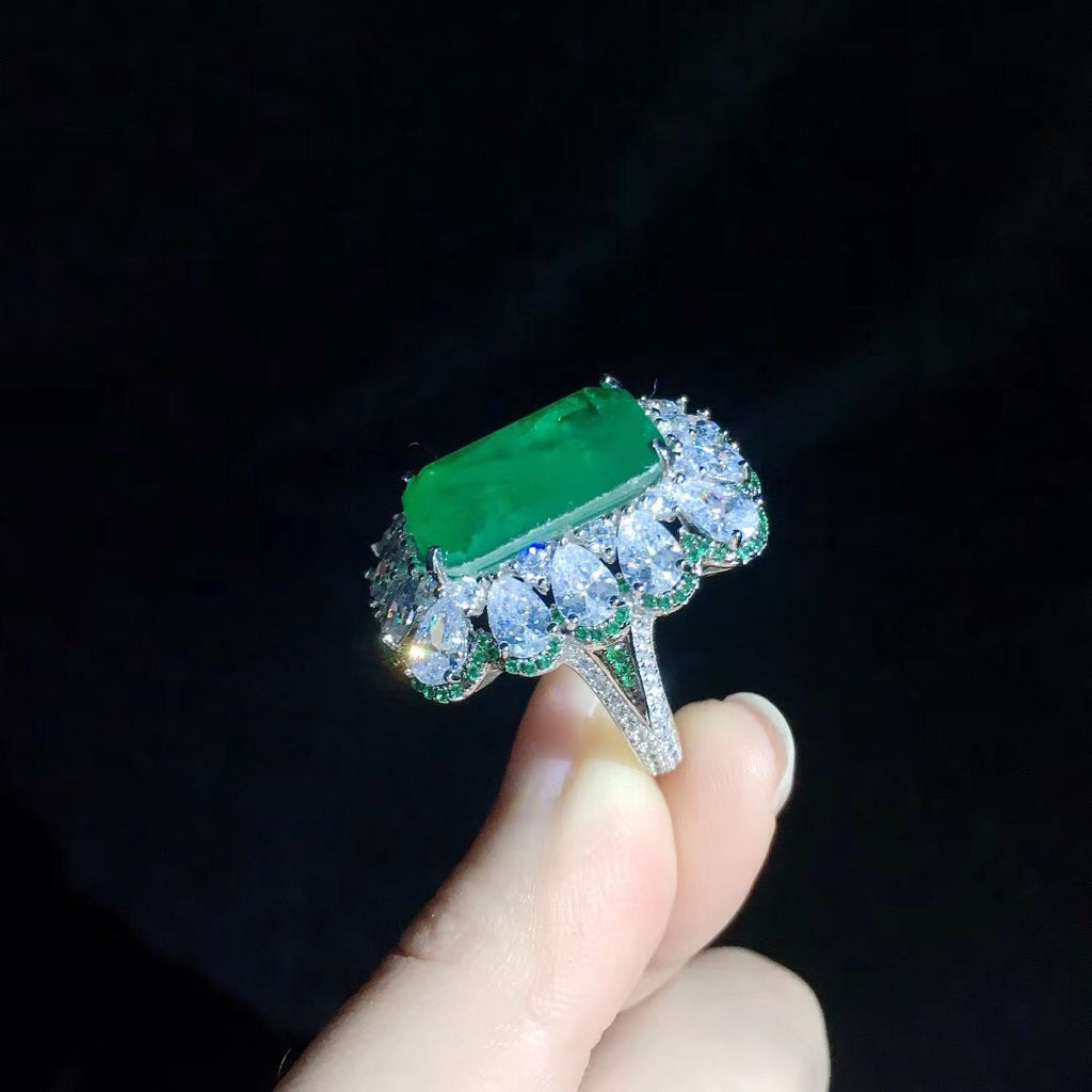 Zambian Emerald Cut Ring engagement rare vvs jeweler diamond tyler the creator playboi carti 