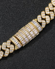 17mm fully iced baguette diamond cuban link necklace chain White Gold yellow gold asap rocky playboi carti lil uzi vert hip hop jewelry custom made