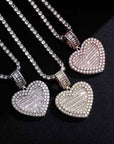 Custom memorial photo necklace chain heart locket baguette charm pendant diamond custom  shopgld