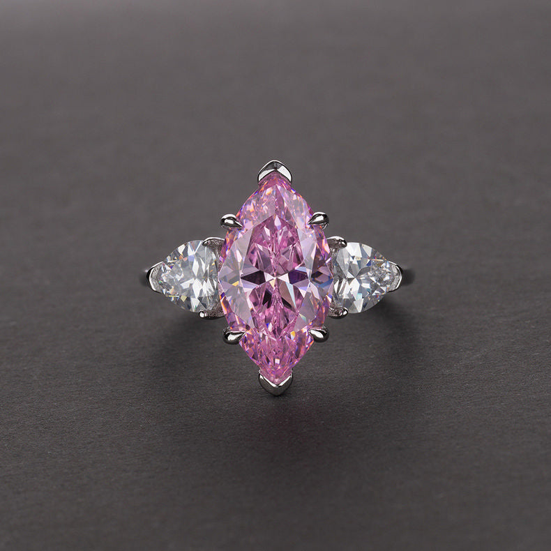 Three Stone Marquise Diamond tourmaline Engagement Rings kylie jenner ring travis scott