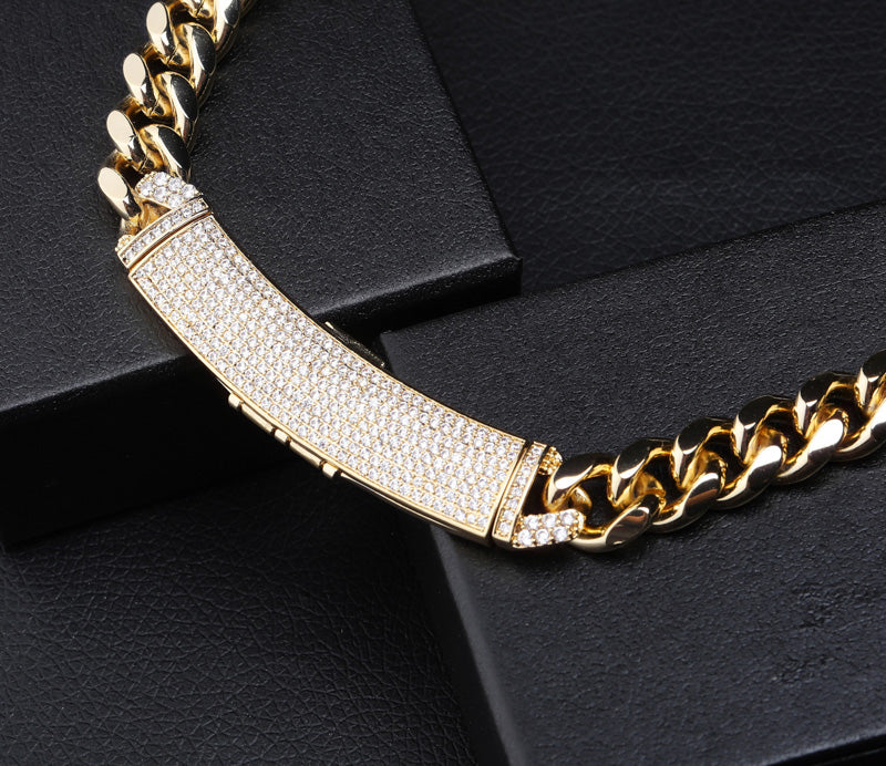 12mm cuban link necklace chain custom curvy clasp fully iced micro pave set diamond ifandco