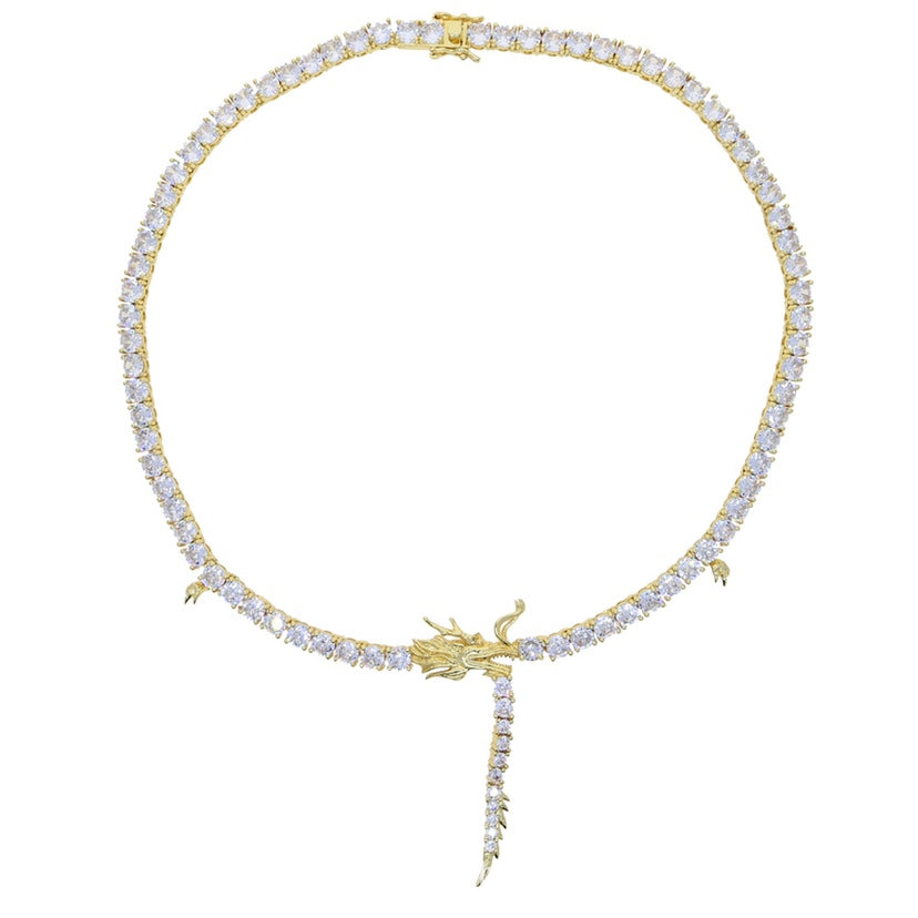 Dragon diamond tennis link choker White Gold shopgld ifandco diamond custom hip hop jewelry jewelers custom hollywood nba