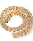 15mm cuban link necklace chain in baguette diamond White Gold Yellow Gold sterling silver hip hop jewelry cheap best quality custom made