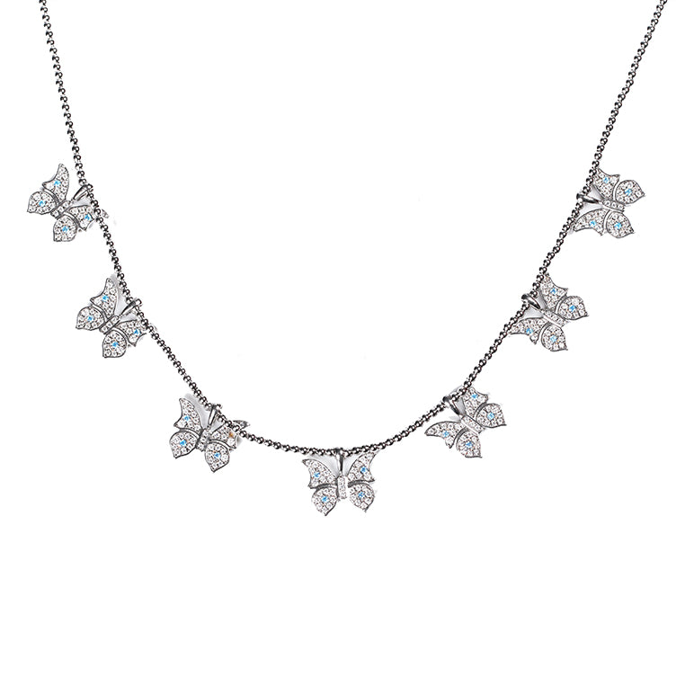 Farfetch Eyefunny diamond butterfly pendant choker necklace 