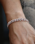 8mm cuban links necklace chain in white and pink diamonds