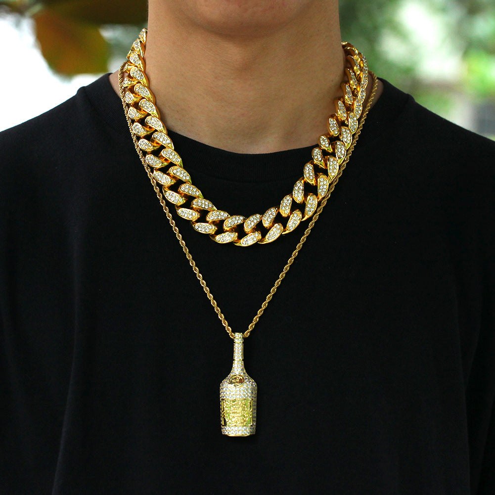 Hennessy dripped bottle pendant necklace chain saweetie my type juice world diamond gold 