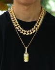 Hennessy dripped bottle pendant necklace chain saweetie my type juice world diamond gold 