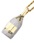 Fully iced diamond Moet & Chandon Brut Imperial pendant necklace chain yellow gold rapper jewelry