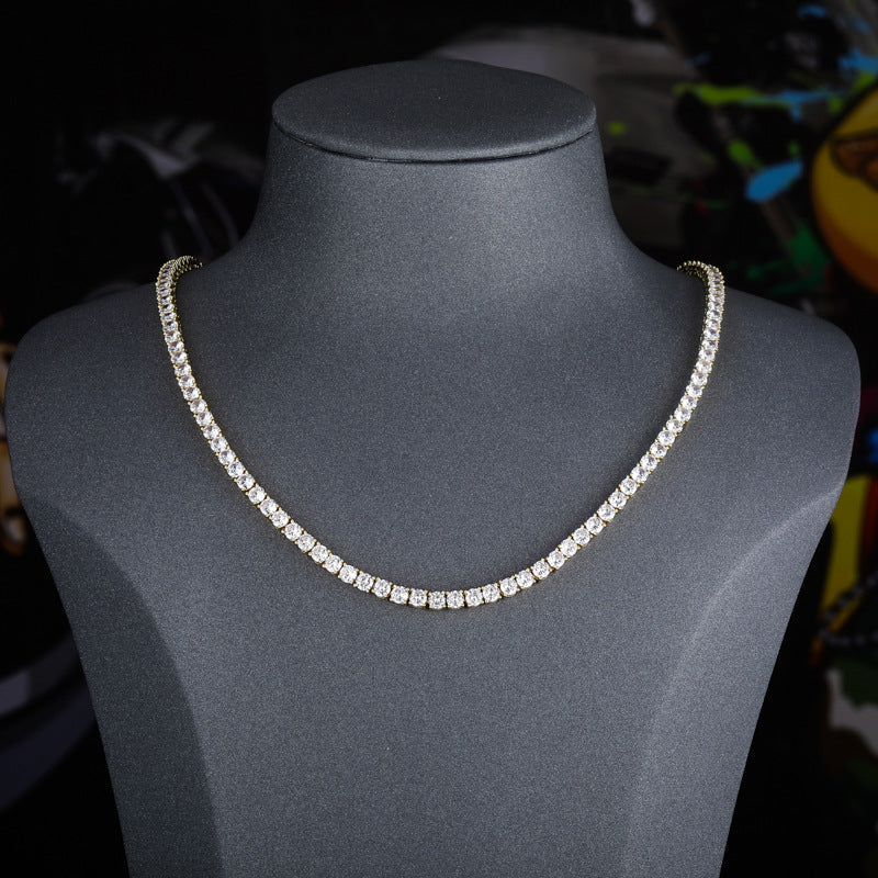 4mm tennis link silver white gold diamond necklace short diamond necklace choker White Gold kylie jenner kardashians fashion nova shein