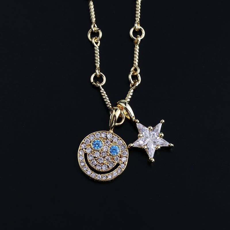 EYEFUNNY smiling face pendant necklace chain diamond vvs アイファニー POGGY KIM JONES VIRGIL JBALVIN