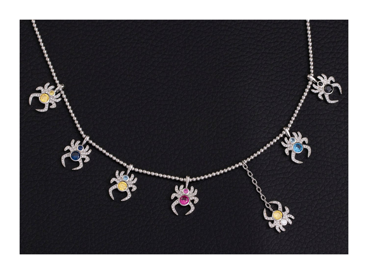 Farfetch Eyefunny diamond spider pendant choker necklace