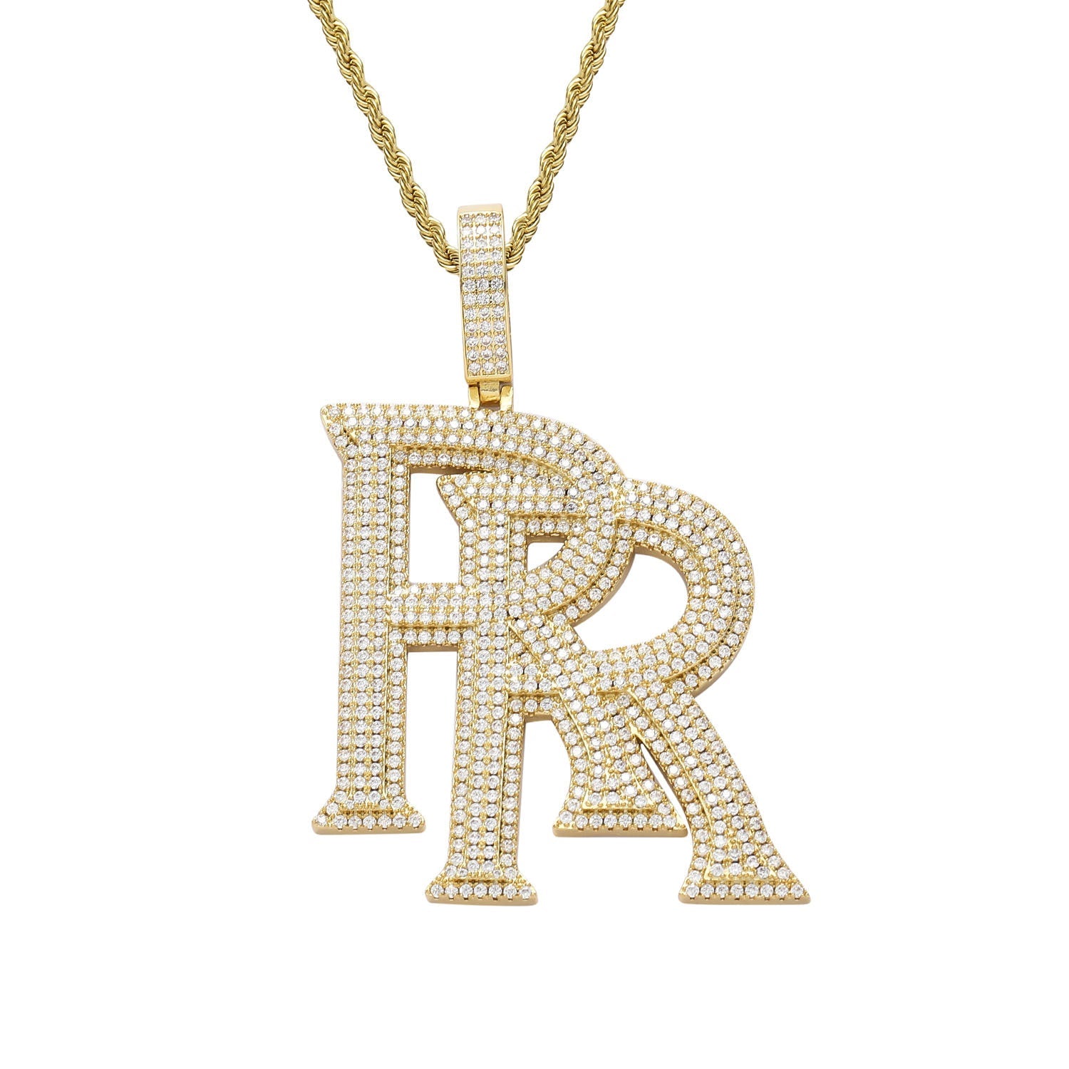 Double RR RoddyRicch diamond pendant &amp; necklace with free matching chain included shopgld ifandco