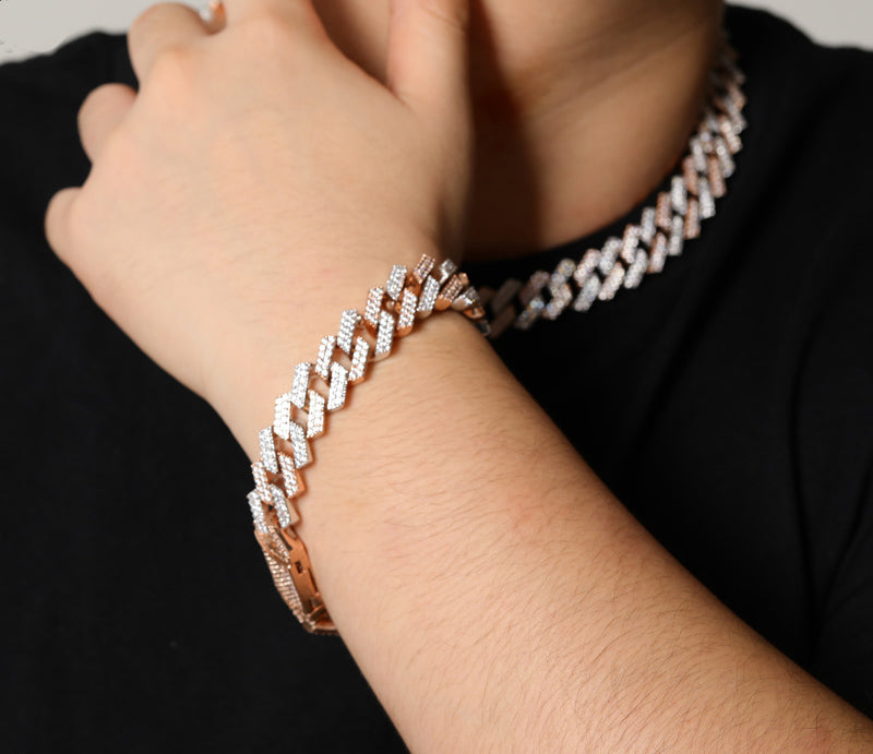 curb cuban link 14mm necklace bracelet chain fully iced custom clasp diamond ifandco