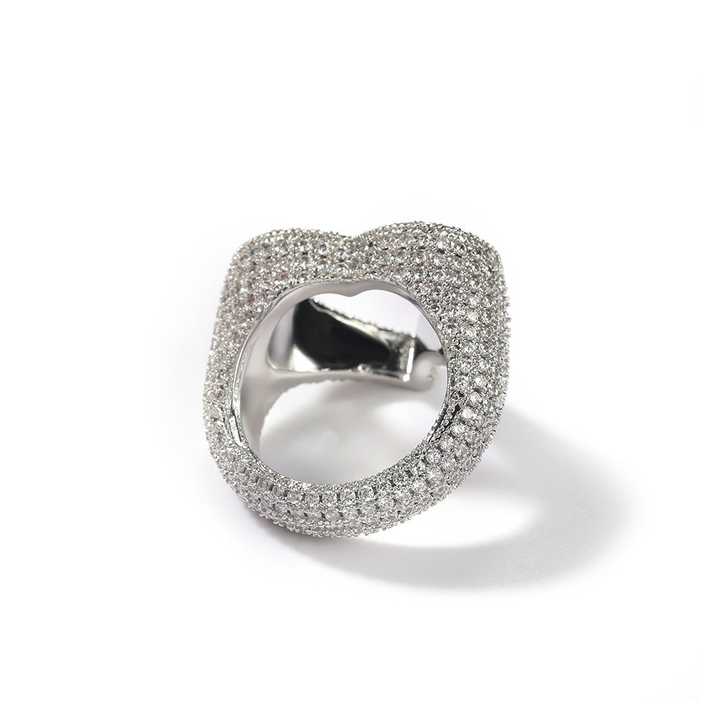 Fully iced hollow heart ring White Gold fashion nova shein coachella diamond ring hip hop jewelry rapper 