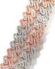 15mm cuban link necklace chain in baguette diamond White Gold Yellow Gold sterling silver hip hop jewelry cheap best quality custom made