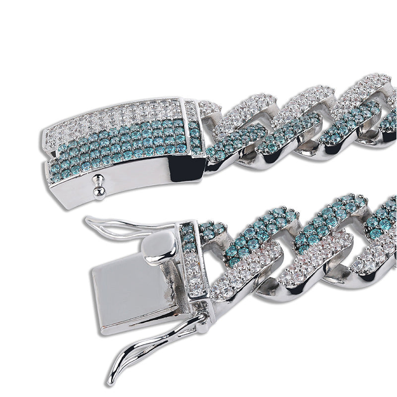 two tone curb cuban link bracelet blueface diamond gold buy travis scott