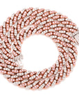 8mm cuban links necklace chain in white and pink diamonds