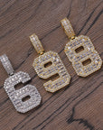 Custom number baguette pendant necklace chain dialmond fully iced instagram famous rapper jewelry hip hop top jewelers 