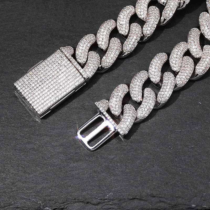 20mm cuban link fully iced micro pave diamond travis scott playboi carti asap rocky ian connor vlone vvs