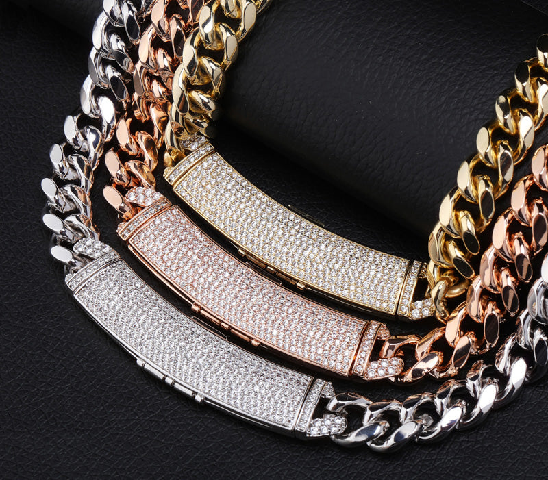 12mm cuban link necklace chain custom curvy clasp fully iced micro pave set diamond ifandco