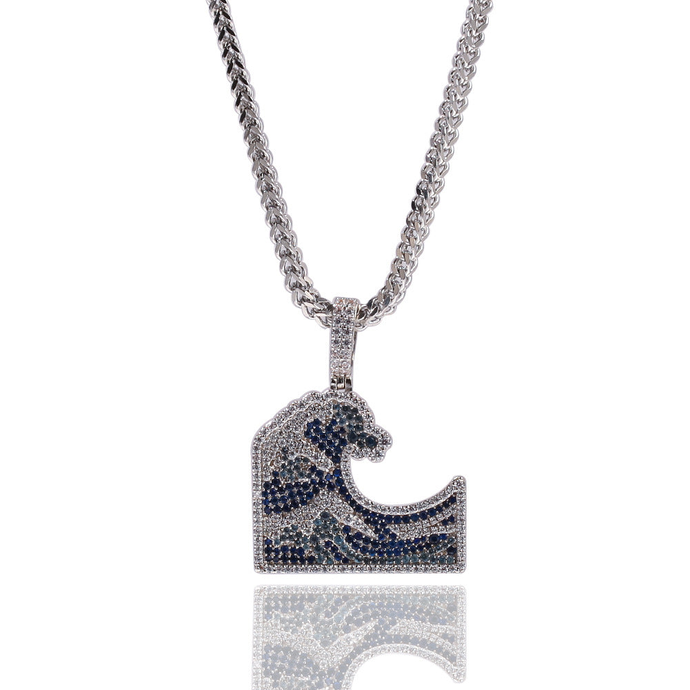 emoji wavey iphone facebook wave pendant necklace chain ifandco custom vvs diamond