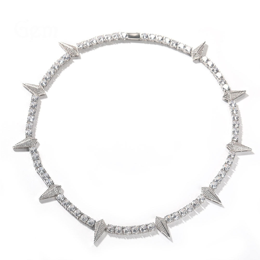 Black panther spike tennis link necklace chain short choker diamond jewelry hip hop jewelers custom diamond cosplay