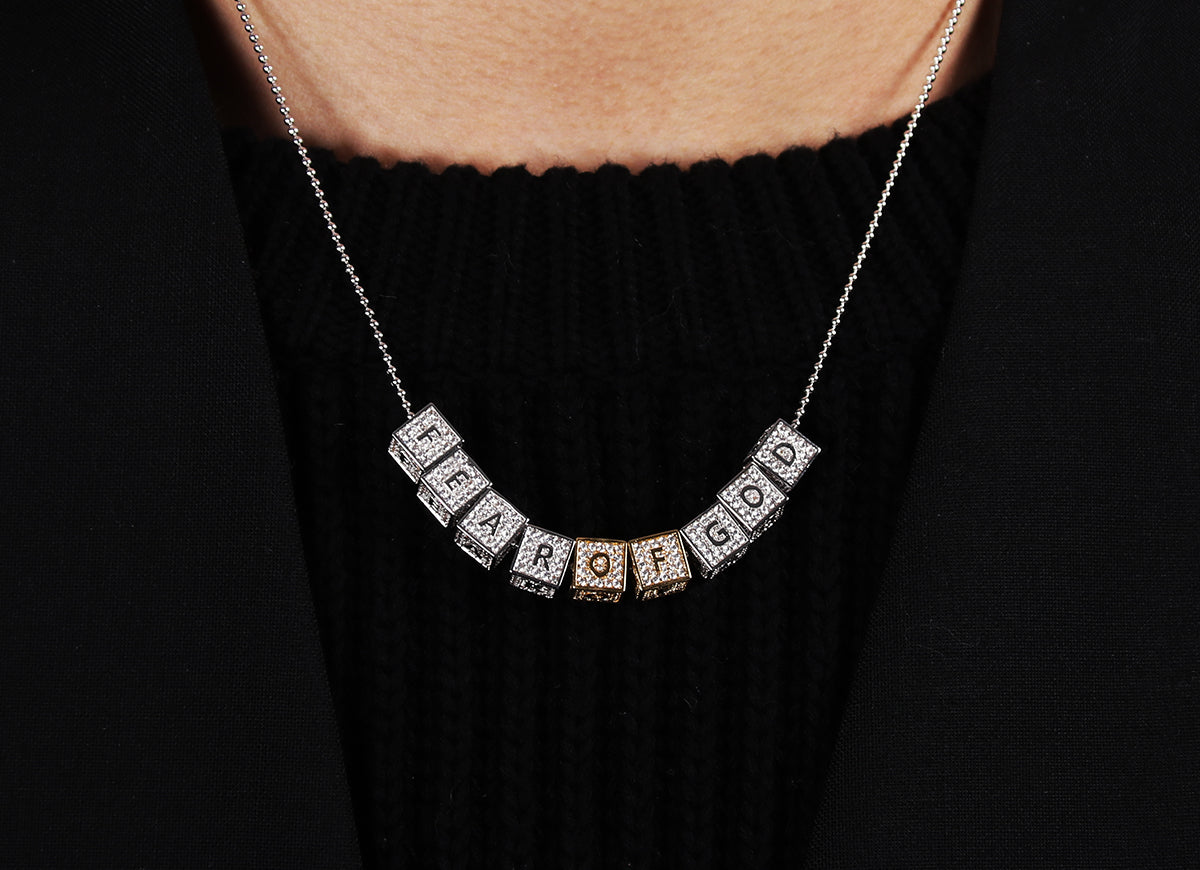 baby block letter custom necklace chain choker jesus is king kanye west rhude virgil off white