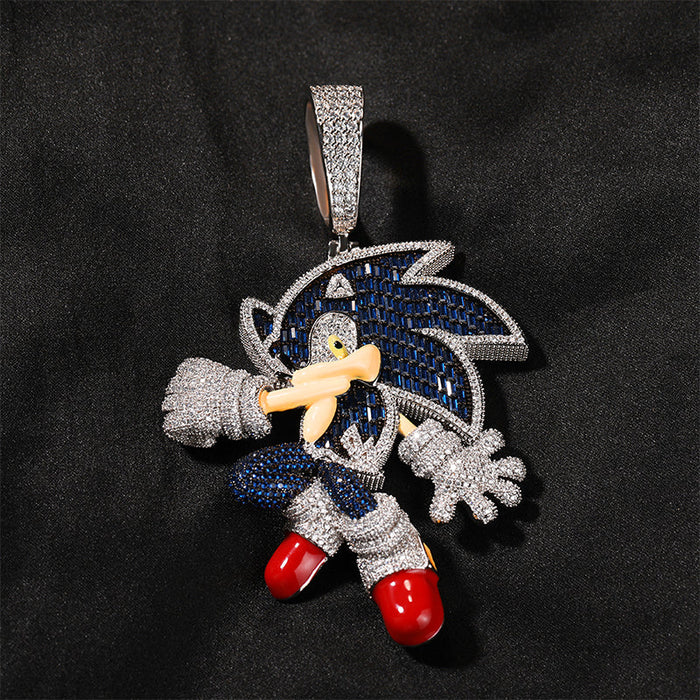 Sonic the Hedgehog Fully Iced diamond Pendant Diamond free necklace chain ifandco
