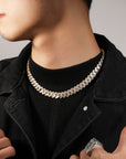 fully iced out 12mm curb cuban link necklace chain in baguette diamond White Gold shopgld