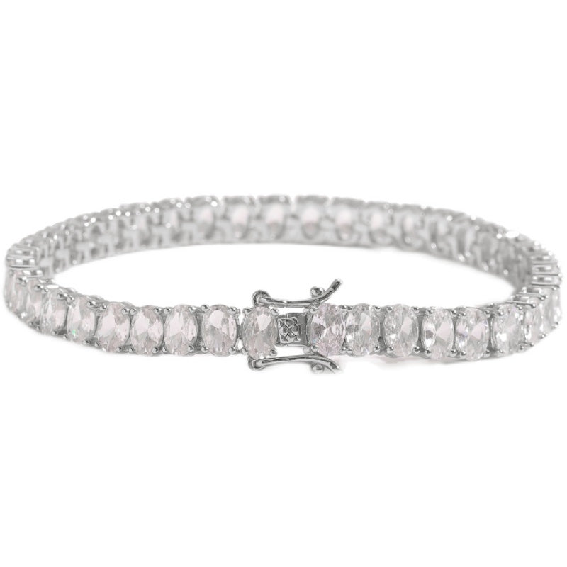 Iced out 6mm halo oval solitaire tennis links diamond bracelet White Gold bling iced out diamonds VVS