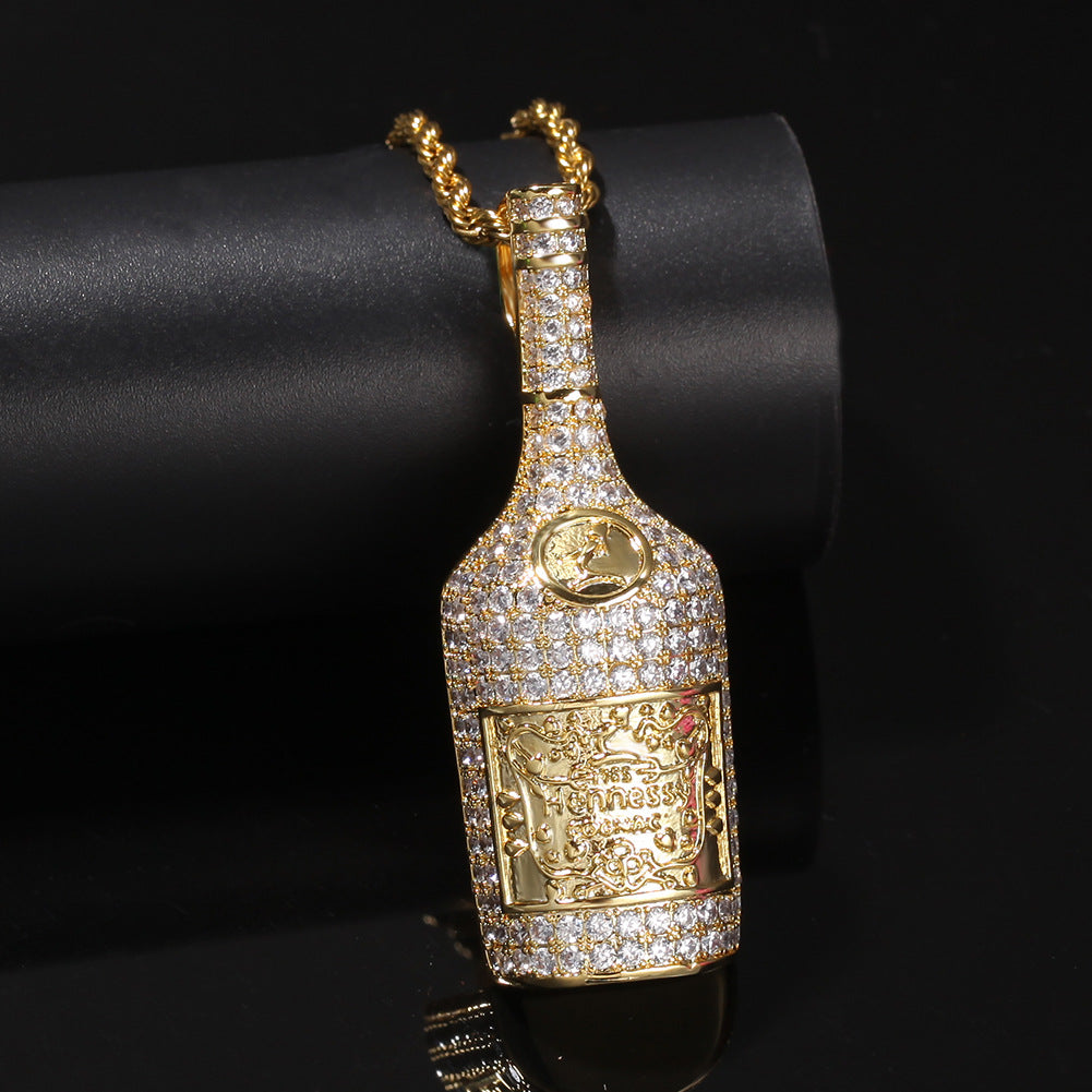 Hennessy dripped bottle pendant necklace chain saweetie my type juice world diamond gold 