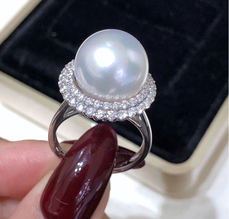 14mm Diamond Halo Pearl Ring Asap Rocky