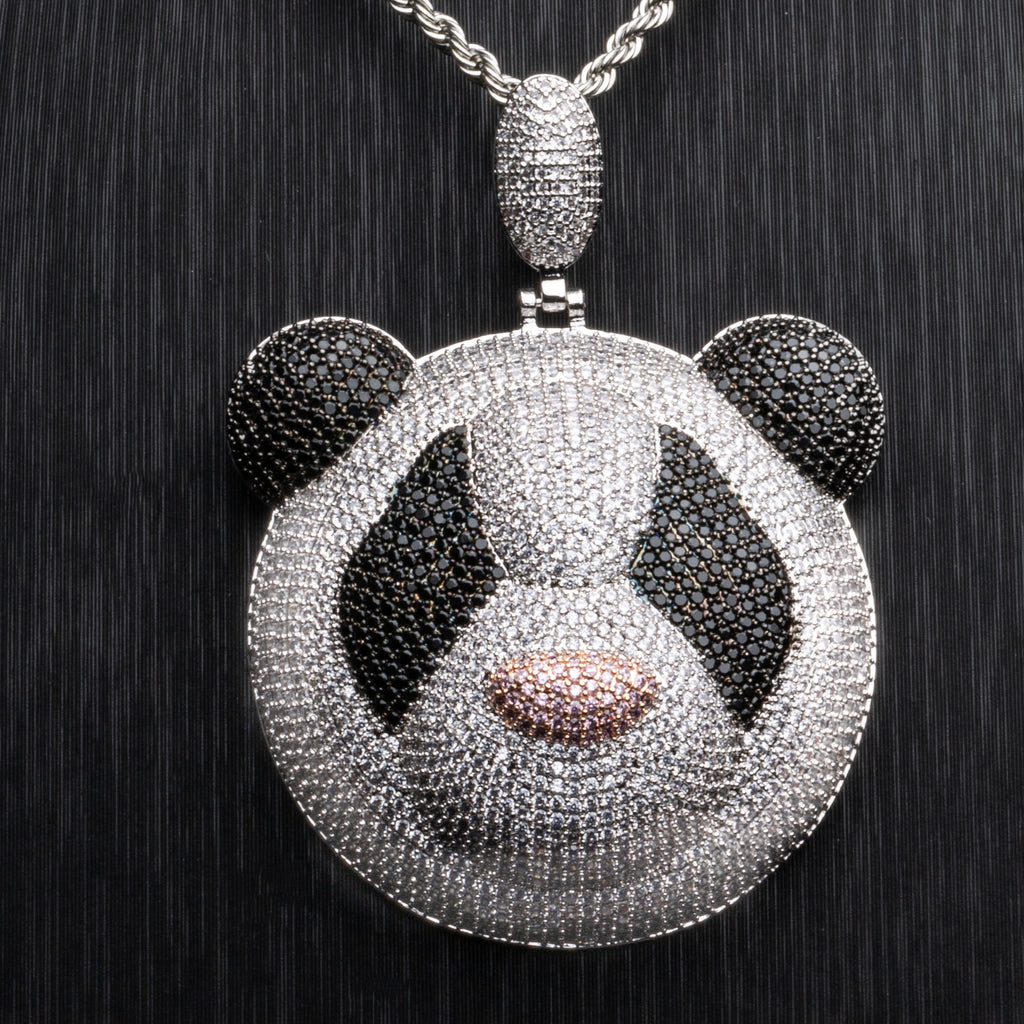 Fully iced Panda diamond pendant necklace chain as seen on Jackson Wang Got7 kpop fans buy panthepack