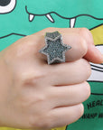 Hexagon Franklin mint star ring two tone diamond vvs ifandco on migos blueface bust down