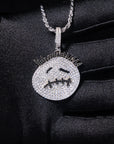 Buy Travis Scott Cactus Jack face logo diamond pendant necklace chain astroworld merch tour concert ticket buy now hip hop jewelry custom necklace rap artist hip hop