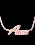 Hailey Bieber Wears Diamond Necklace With Her Married Last Name Vogue people.com custom name diamond necklace tennis link chain